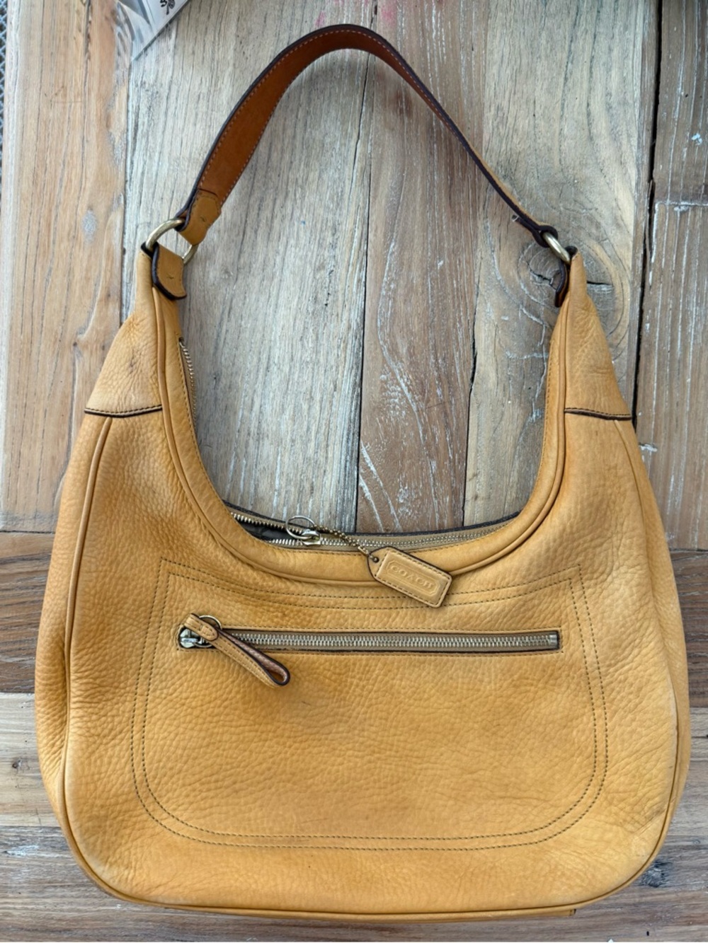 Coach Sequoia Hobo Pebble Leather Shoulder Bag in Buttercup